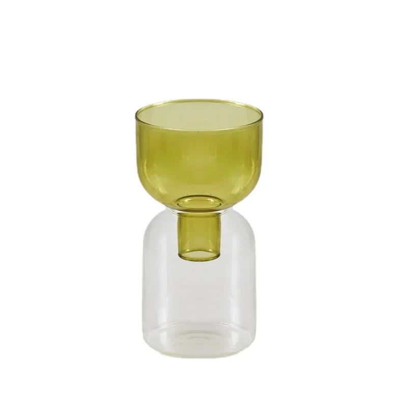 2pc Set Mini Vases Terrarium Hydroponic Plant Pot Glass Vase Wedding Flowers Candle Holders Decor Avocado Glass Growing Bud Vase
