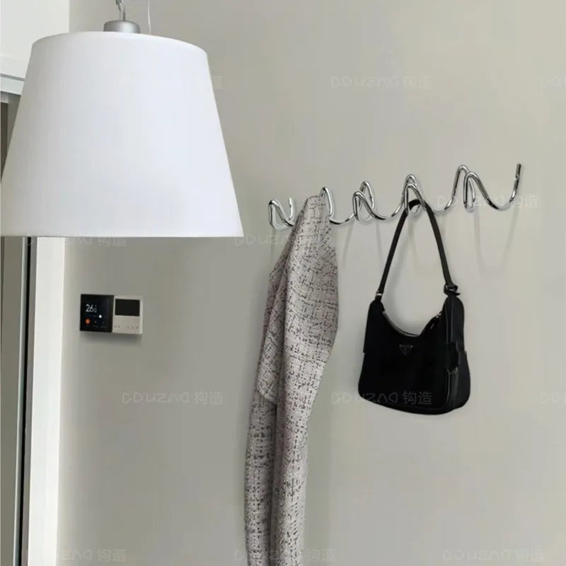 MOMO Minimalist Hooks Entry Bauhaus Coat Rack Wall Hanging Wall Behind Door Entryway Clothes Hat Hooks Electroplated Metal Hooks