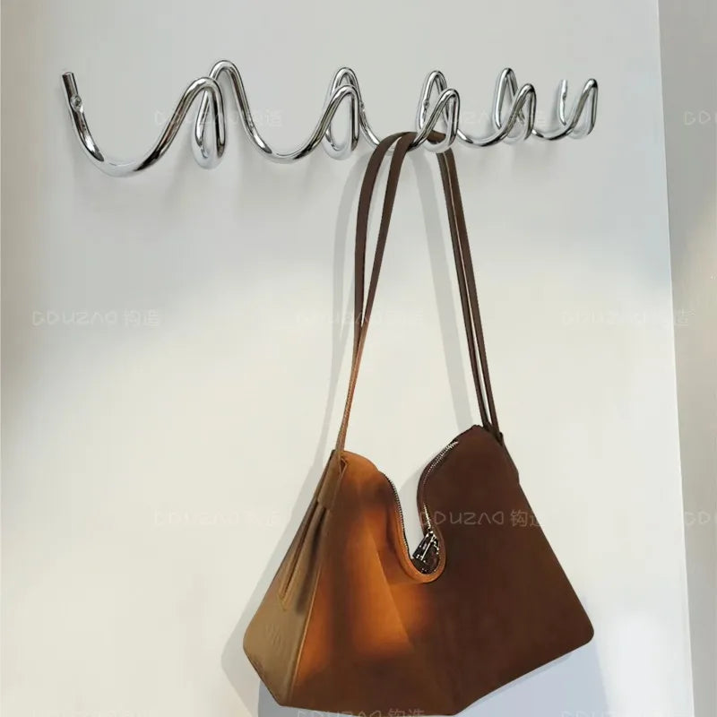 MOMO Minimalist Hooks Entry Bauhaus Coat Rack Wall Hanging Wall Behind Door Entryway Clothes Hat Hooks Electroplated Metal Hooks