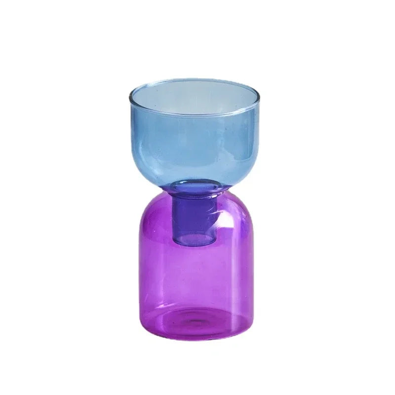 2pc Set Mini Vases Terrarium Hydroponic Plant Pot Glass Vase Wedding Flowers Candle Holders Decor Avocado Glass Growing Bud Vase
