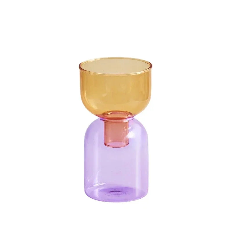 2pc Set Mini Vases Terrarium Hydroponic Plant Pot Glass Vase Wedding Flowers Candle Holders Decor Avocado Glass Growing Bud Vase