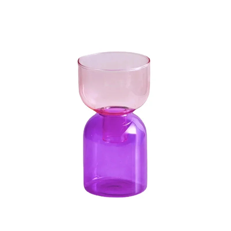 2pc Set Mini Vases Terrarium Hydroponic Plant Pot Glass Vase Wedding Flowers Candle Holders Decor Avocado Glass Growing Bud Vase