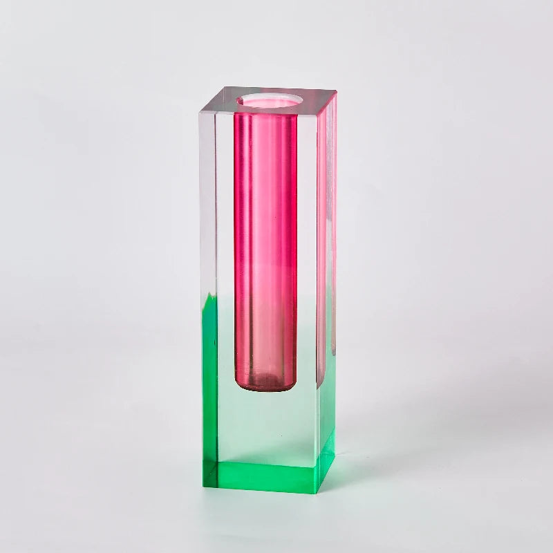 Floriddle Modern Rainbow Pillar Bud Vase Tabletop Glass Vases Luxury Decorative Acrylic Crystal Nordic Room Decoration Home