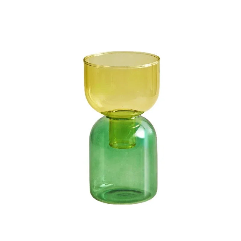 2pc Set Mini Vases Terrarium Hydroponic Plant Pot Glass Vase Wedding Flowers Candle Holders Decor Avocado Glass Growing Bud Vase