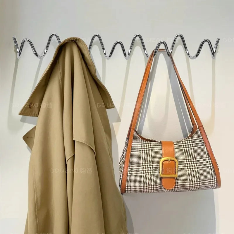 MOMO Minimalist Hooks Entry Bauhaus Coat Rack Wall Hanging Wall Behind Door Entryway Clothes Hat Hooks Electroplated Metal Hooks