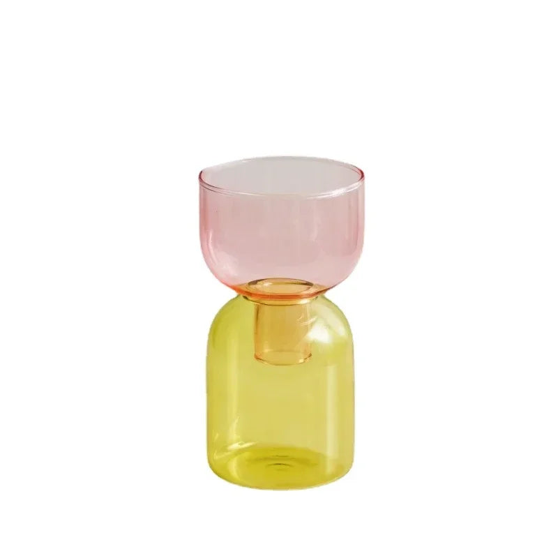 2pc Set Mini Vases Terrarium Hydroponic Plant Pot Glass Vase Wedding Flowers Candle Holders Decor Avocado Glass Growing Bud Vase