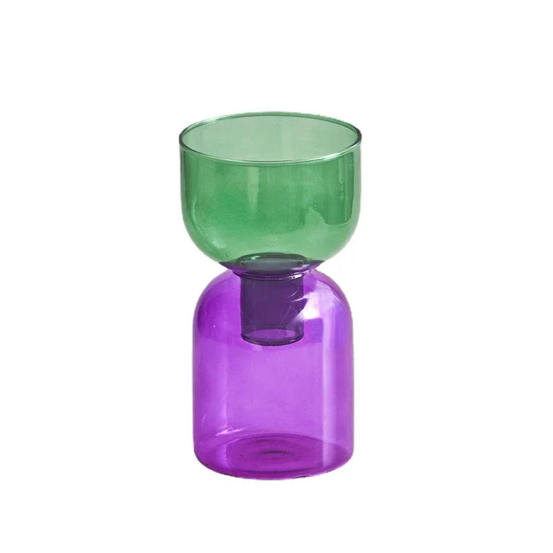 2pc Set Mini Vases Terrarium Hydroponic Plant Pot Glass Vase Wedding Flowers Candle Holders Decor Avocado Glass Growing Bud Vase